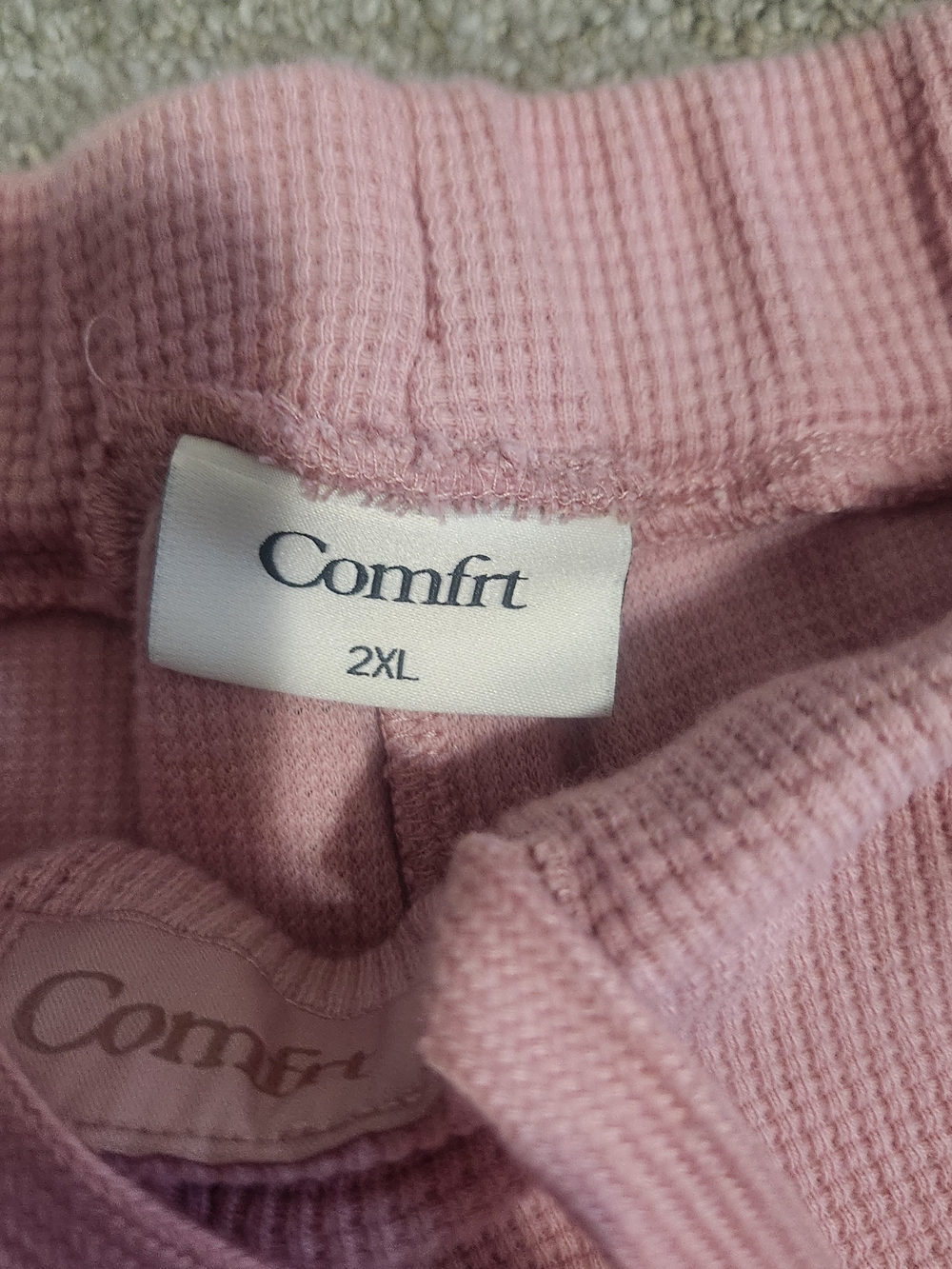 Cozy Pink Waffle Knit Drawstring Pants - Picture 3 of 3